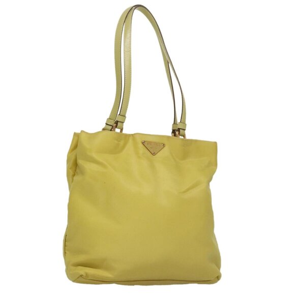 PRADA Tote Bag Nylon Yellow Gold Auth - Picture 1 of 16